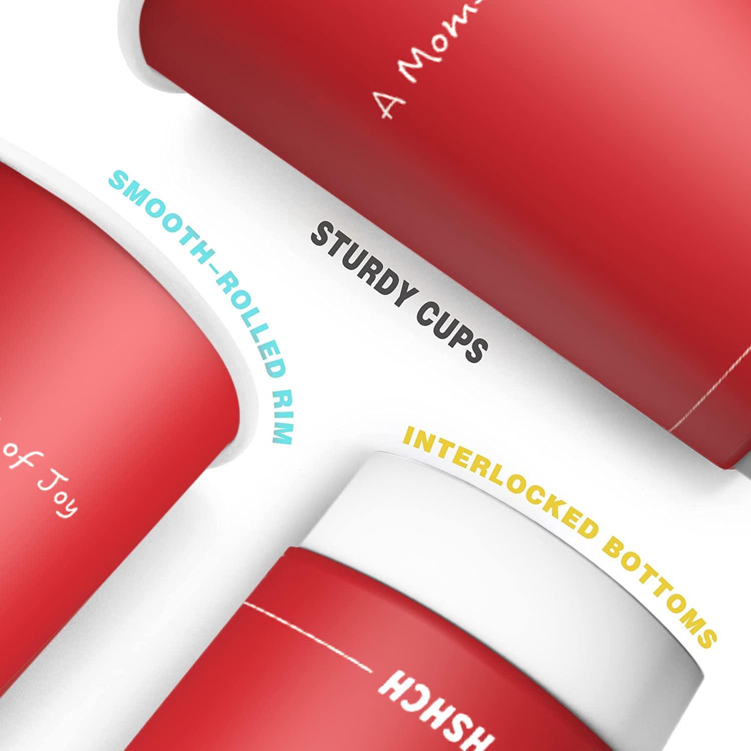 HSHCH HSHCH Disposable Coffee Cups with Lids 12 oz (100 Pack), Red Double Wall Insulated Coffee Cup for To Go Hot Cold Beverage, Tea, Chocolate, Drinks