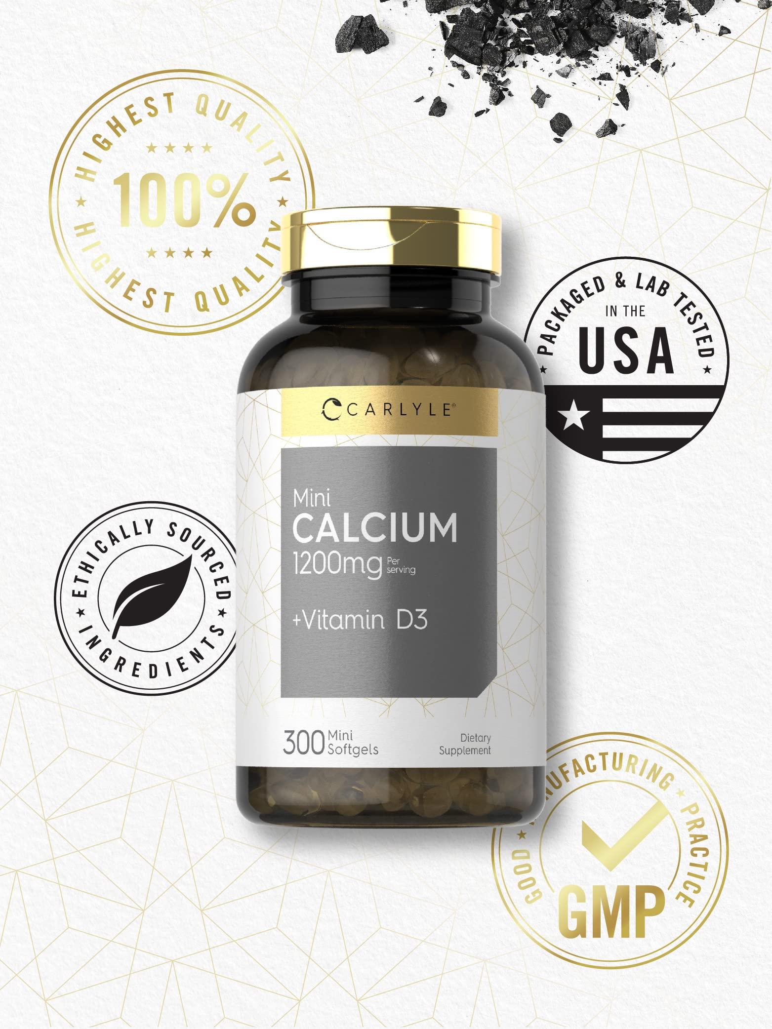 Carlyle Carlyle Calcium 1200 mg with Vitamin D3 | 300 Mini Softgels | Non-GMO and Gluten Free Supplement