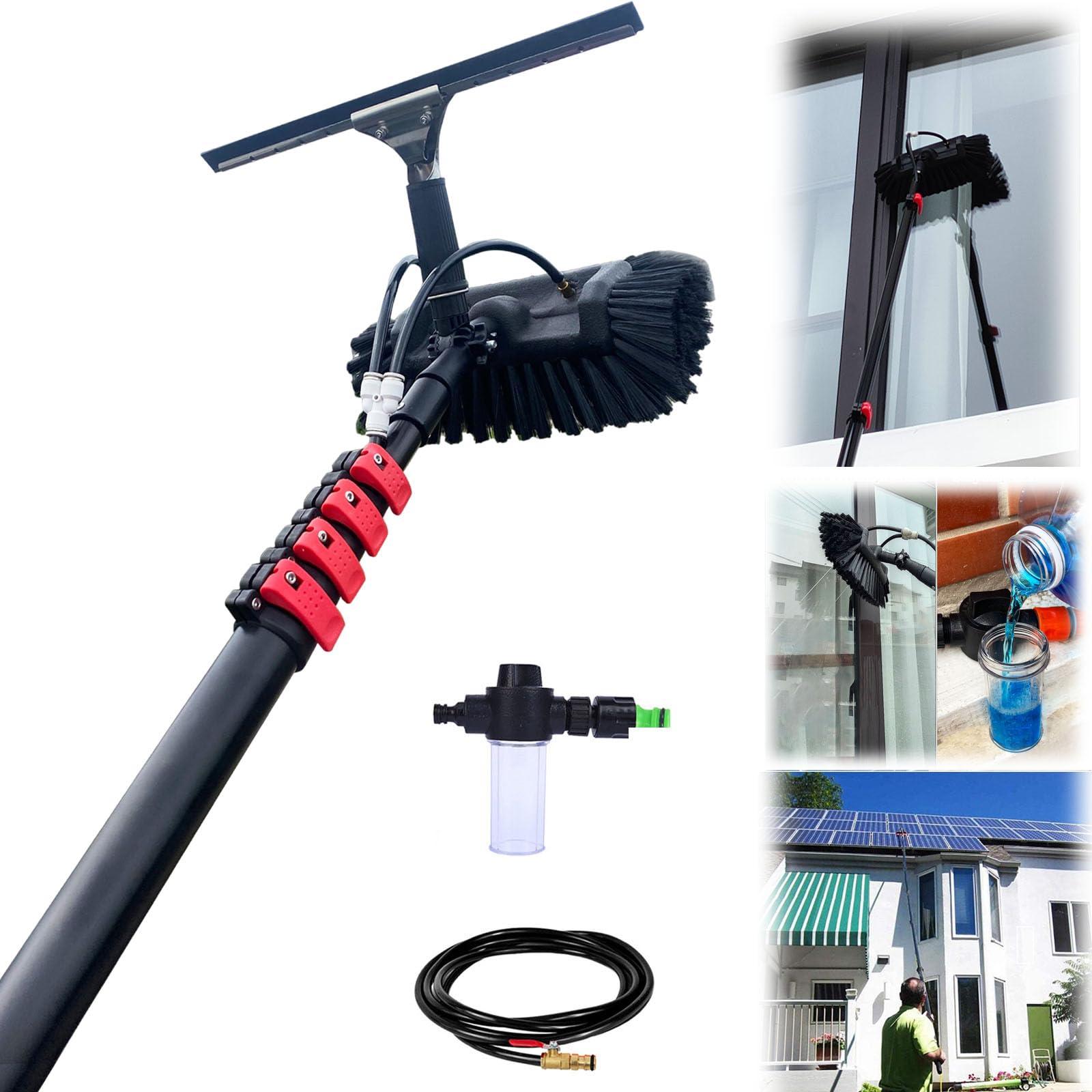 Generic 3.6m - 6m Washing Kit: Water-fed Brush, Soap Dispenser, Window Cleaning Pole, Water Fed Telescopic Brush, Window Cleaner Equipment (55cm Brush Head,6M)