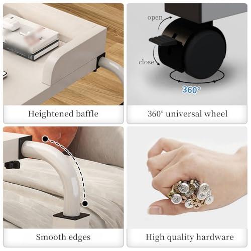 ZAIHW Overbed Table with Wheels - Adjustable Height Computer Desk for Bed