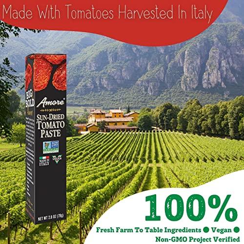 Amore Amore Vegan Sun Dried Tomato Paste In A Tube - Non GMO Certified and Made In Italy 2.8 Ounce (Pack of 12)