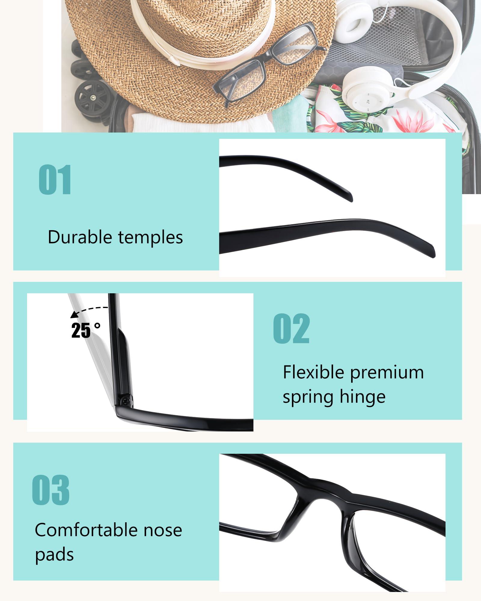 Yexiya Yexiya 50 Pack Reading Glasses Bulk Black Frame Eyeglasses with Spring Hinge Traditional Adjustable Glasses for Men Women (3.0 Diopters)