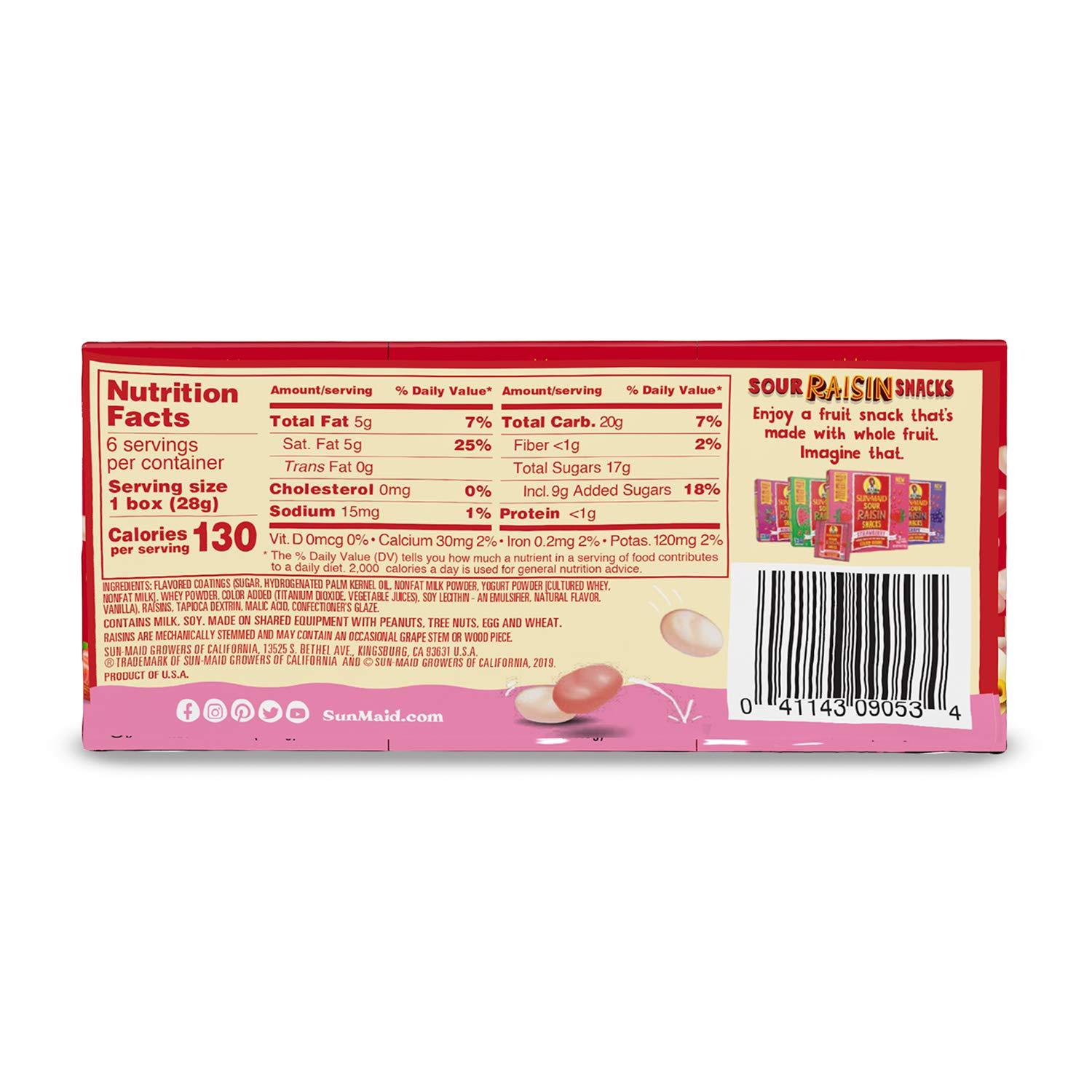 Sun-Maid Sun-Maid Strawberry & Vanilla Yogurt Coated Raisins - (6 Pack) 1 oz Snack-Size Box - Yogurt Covered Dried Fruit Snack for Lunches and Snacks