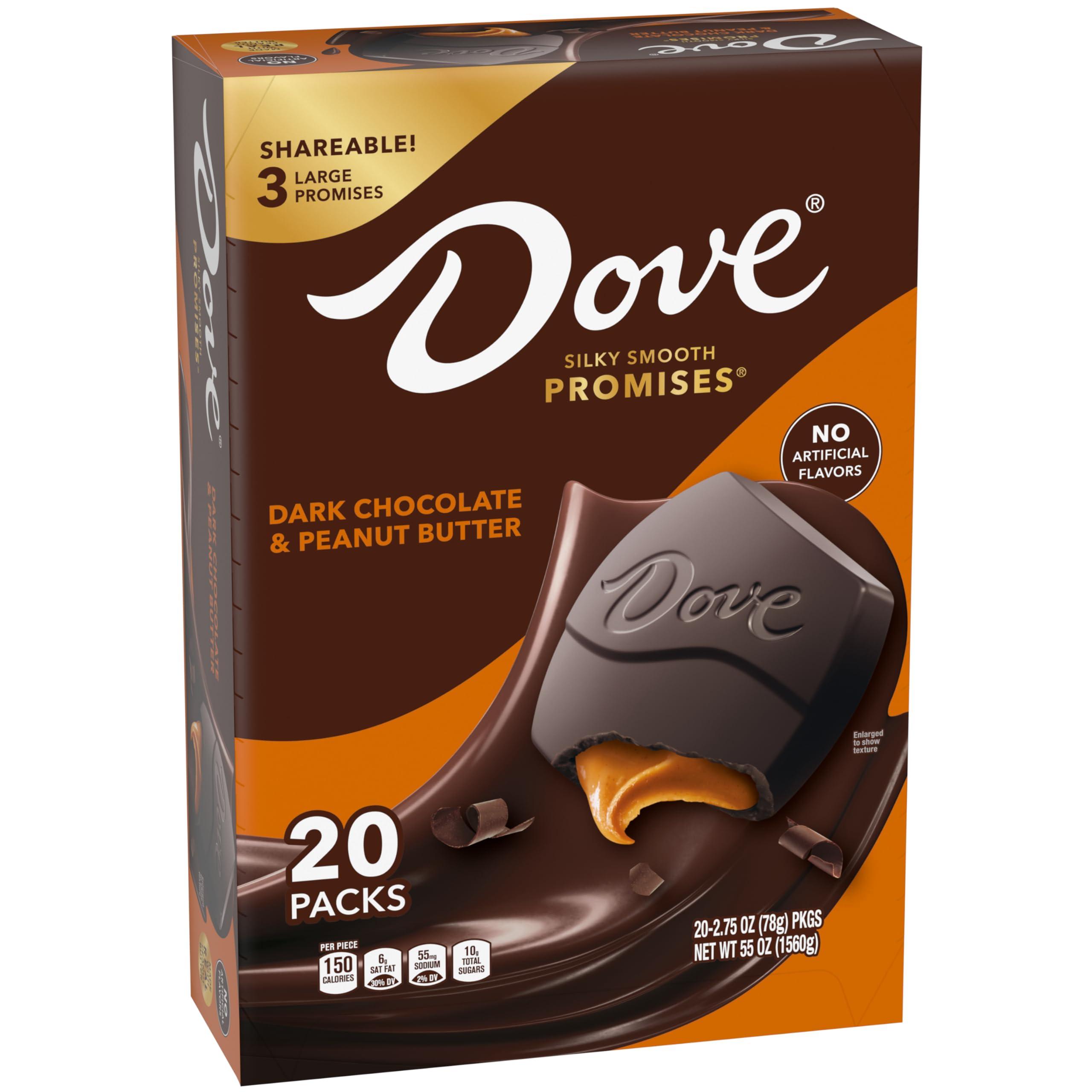 Dove DOVE Large PROMISES Dark Chocolate Peanut Butter Candy, 55 oz, 20 Packs per Carton