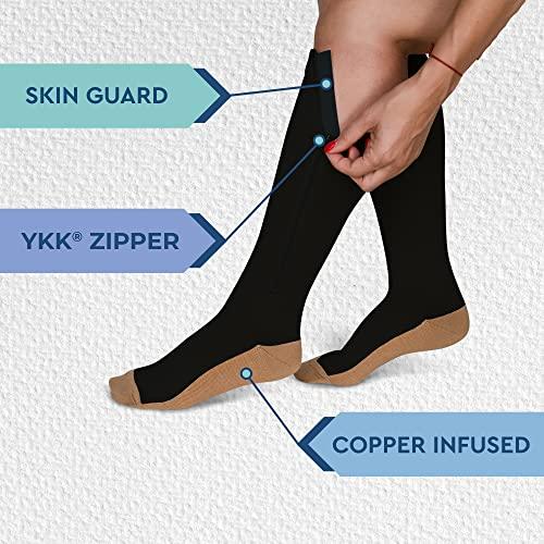 Theramagic TheraMagic Zipper Compression Socks for Men & Women, 20-30mmHg Closed Toe Graduated Zippered Compression Stocking