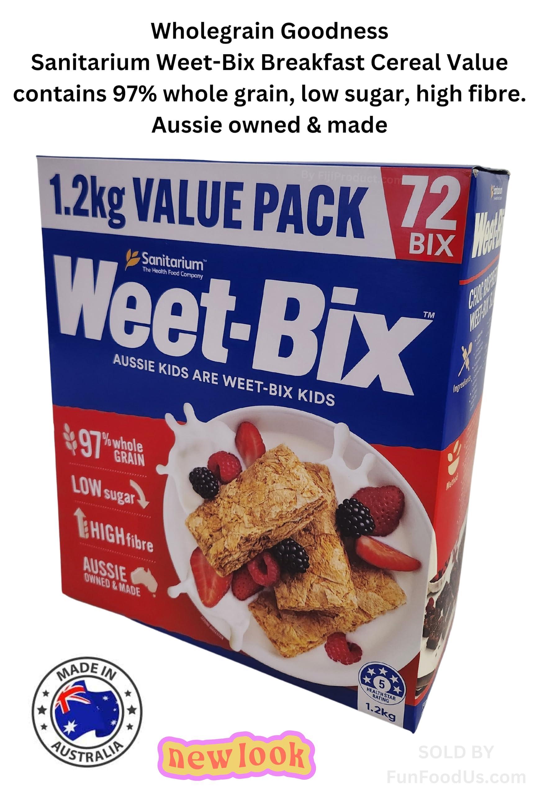 Sanitarium Weet-Bix Weet-Bix (1.2kg BOX) Biscuits Wholegrain Cereal, Lightly Sweet Wholegrain Wheat Biscuits, Delicious as Part of Breakfasts or Snacks