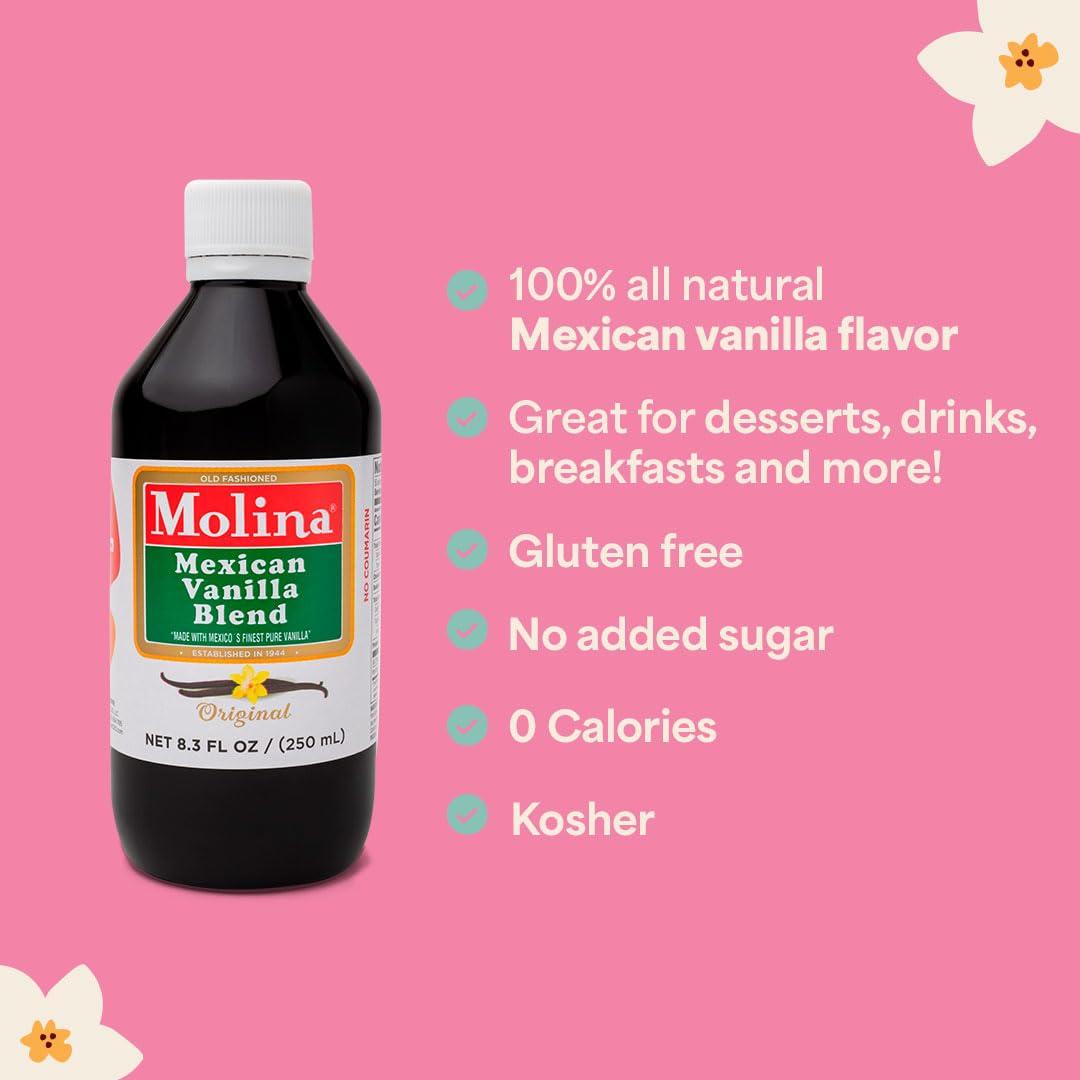 Molina Molina Mexican Vanilla Blend Extract - Original, 8.3 Fl Oz (Pack of 3)