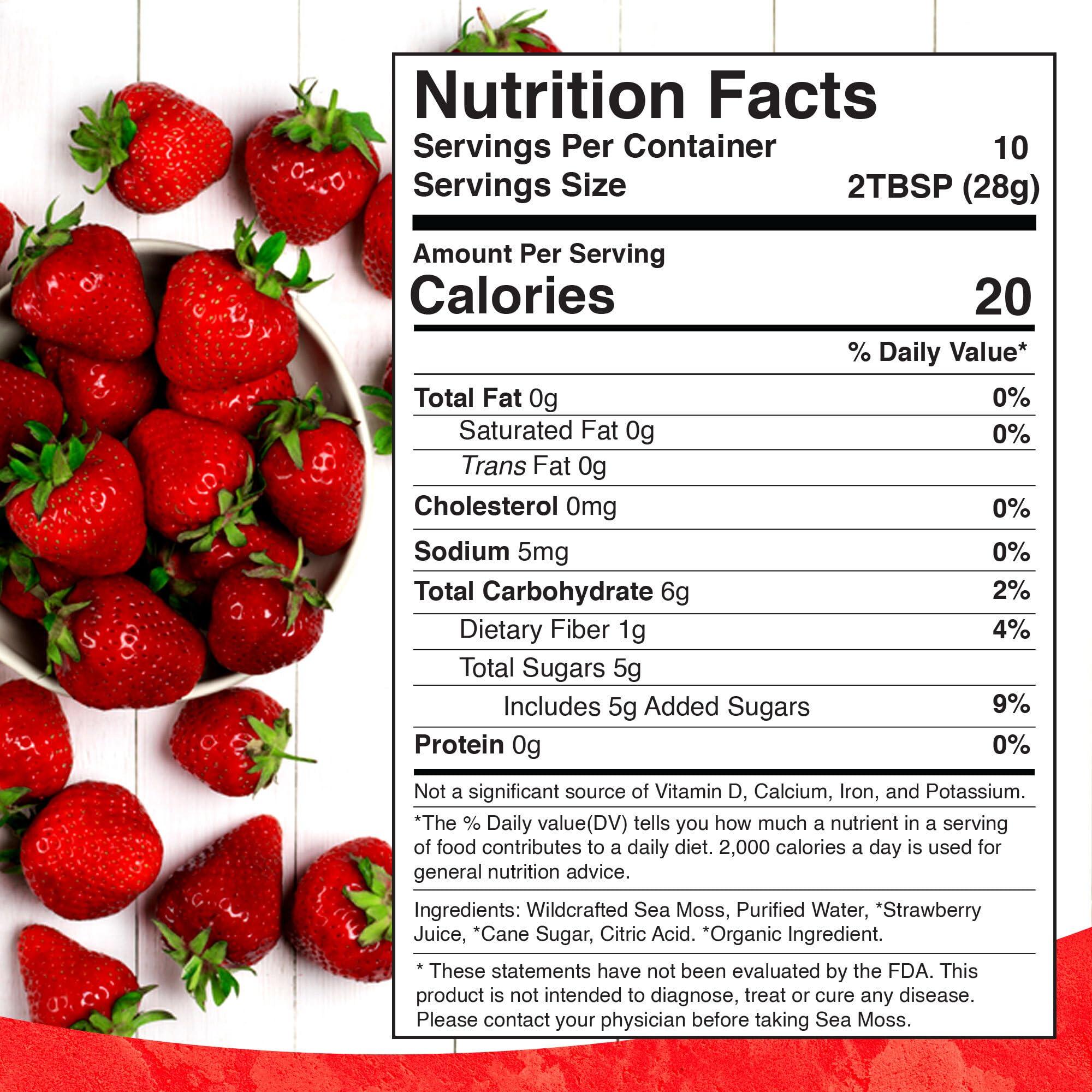 WELLNESS LABSRX Irish Sea Moss Gel Organic Raw - Wildcrafted Superfood Seamoss Gel - Strawberry Flavor, Vitamin and Mineral-Rich from Pristine Caribbean Waters, Immune and Digestive Health Support - 10 oz.