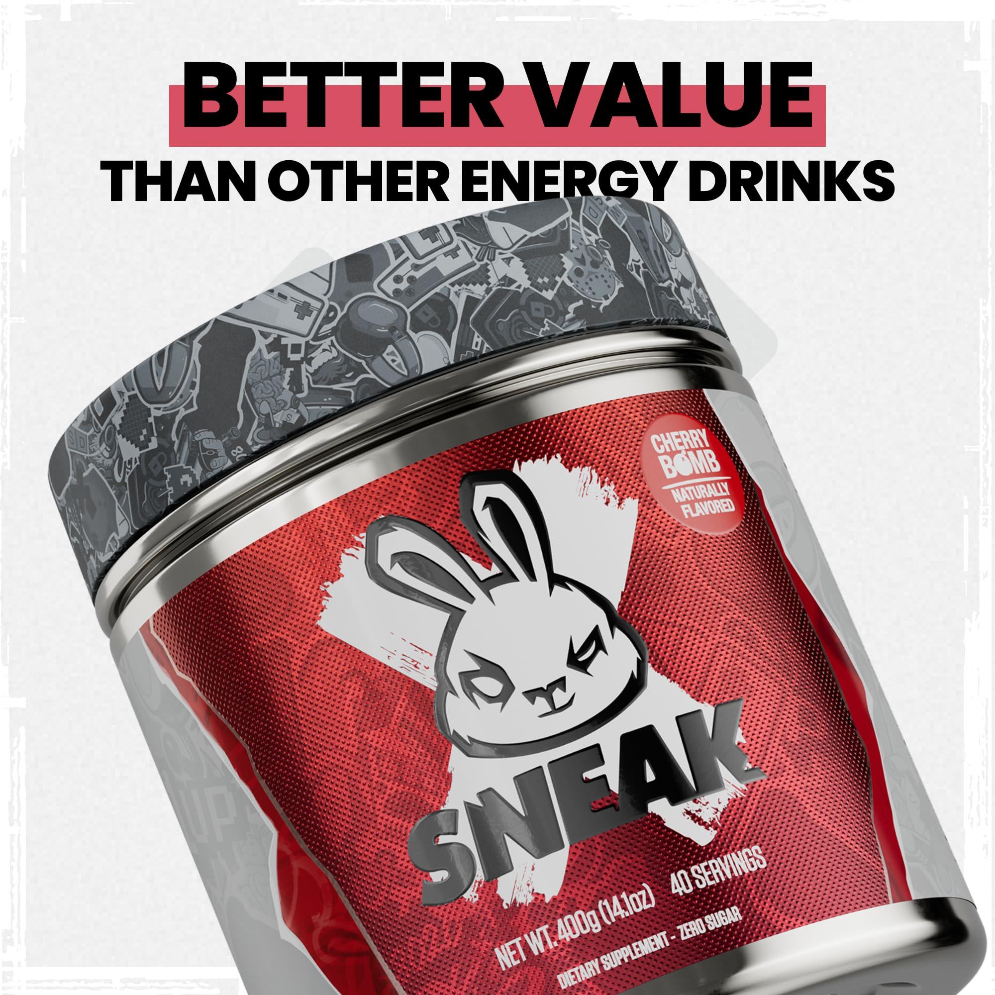 SNEAK SNEAK Energy Drink Powder | Cherry Bomb | No Sugar. No Nasties. Just Natural Caffeine, Focus-Boosting Nootropics | 40 Servings