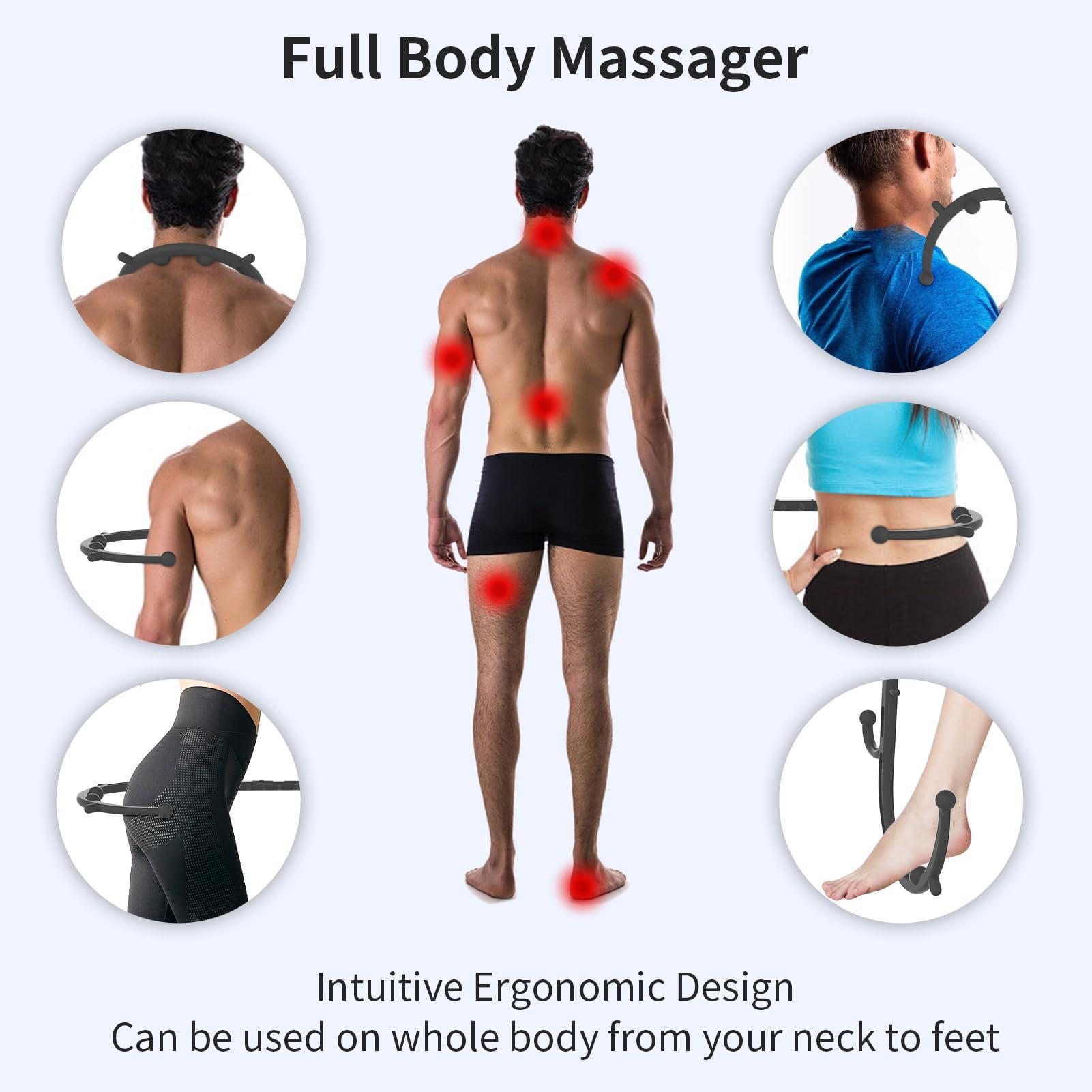 Cubetoou Cubetoou Back and Neck Massager for Pain Relief Deep Tissue, Upgraded Full Body Trigger Point Cane Massage Tools, Massage Stick Pressure Point Hook, Muscle Knot Remover Tool (Black)