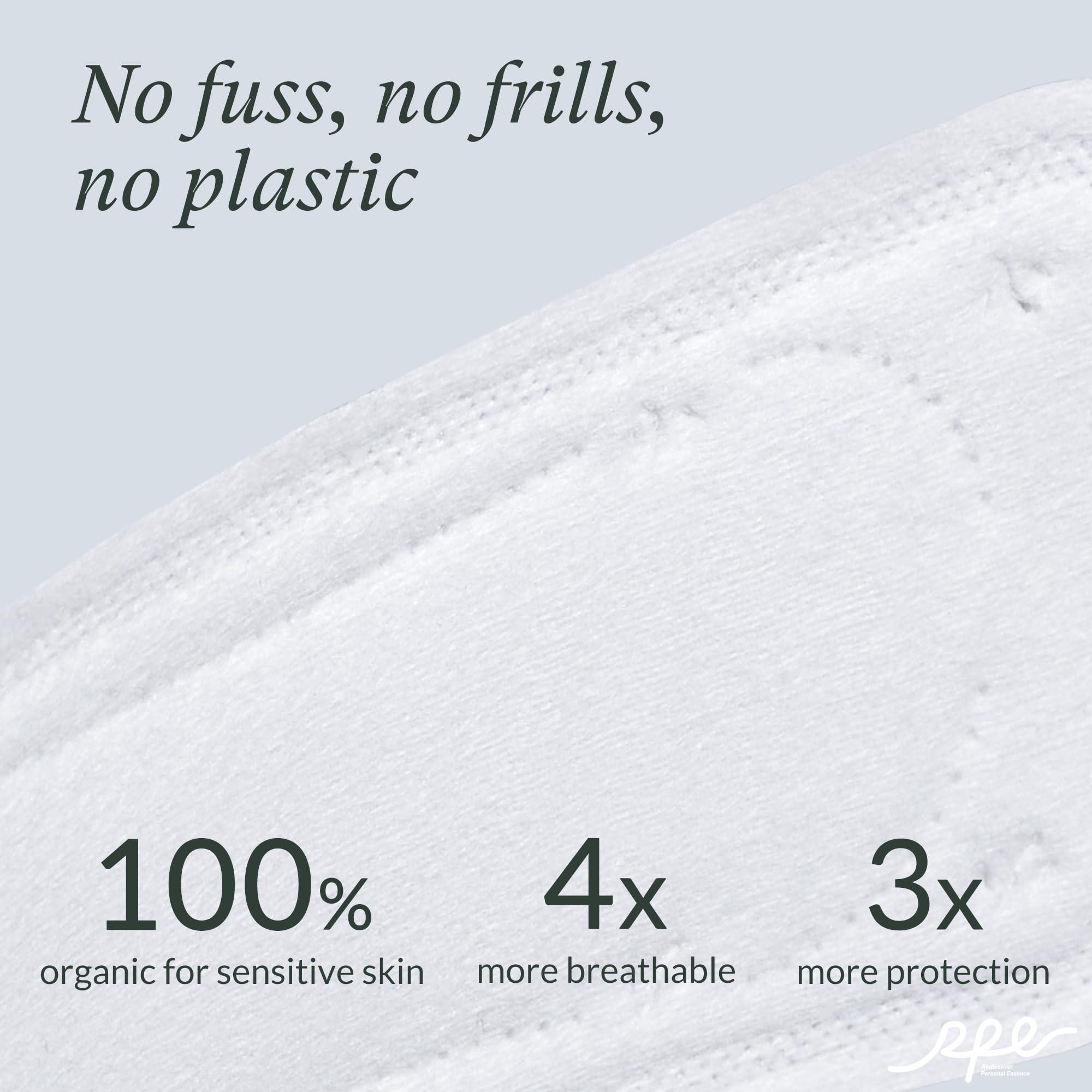 RPE Life 100% Organic Long Panty Liners for Women Long, Ultra Thin Cotton Cover, Long Pantiliners, Light Absorbency, Unscented Barely There Pantie Liners, Individually Wrapped (Long Liner, Size 2, 96ct)