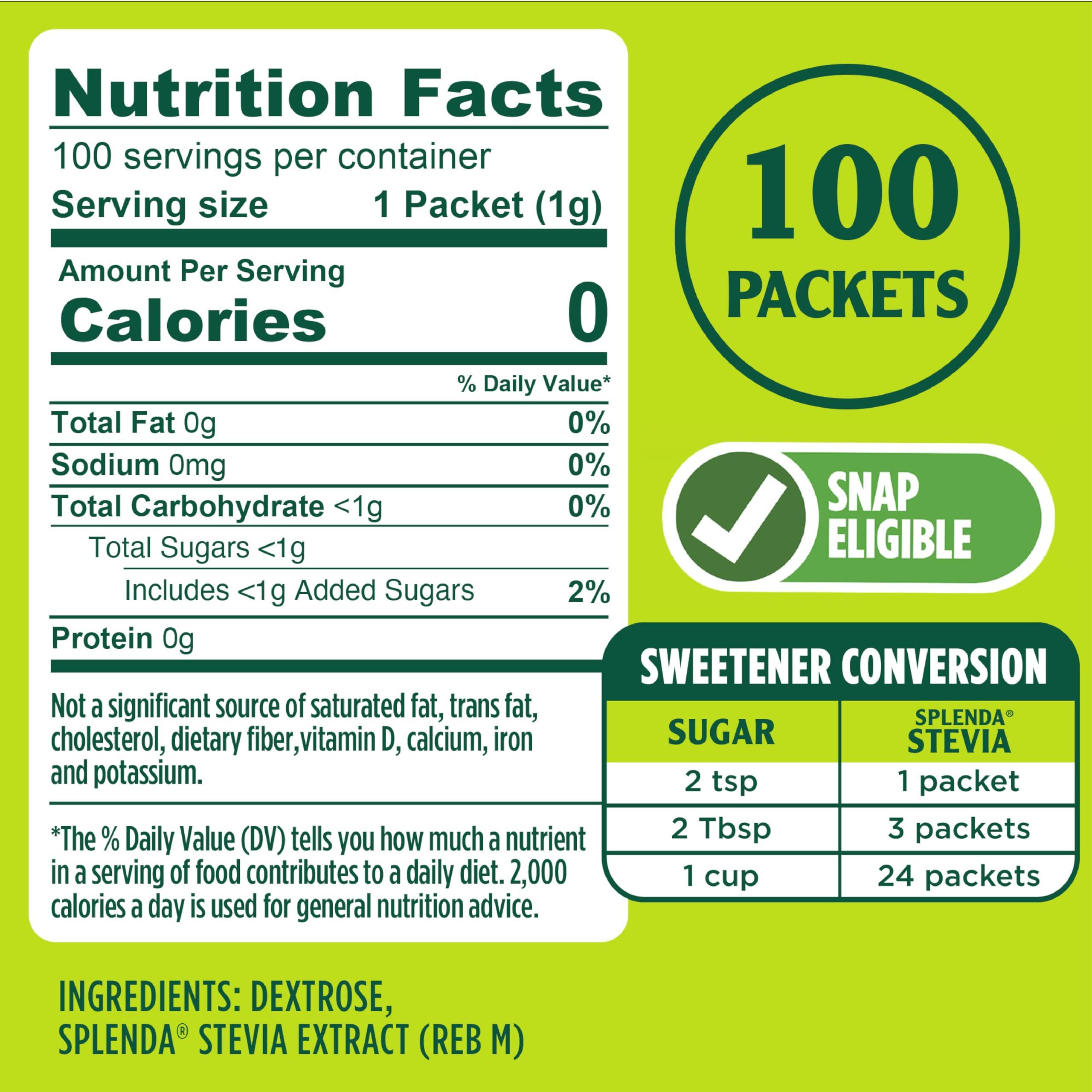 SPLENDA SPLENDA Stevia Zero Calorie Sweetener, Sugar Substitute Packets, 100 Count (Pack of 1)