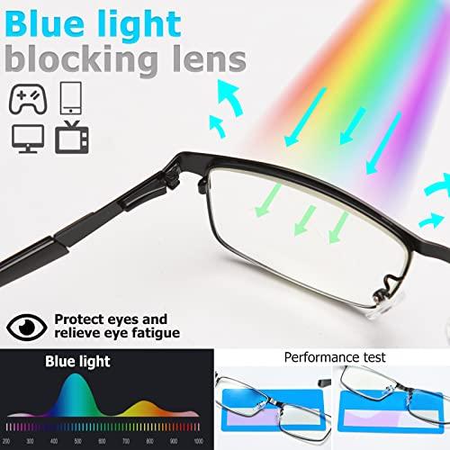 WEIMELTOY WEIMELTOY 3-Pack Blue Light Blocking Reading Glasses, Stylish Metal Full Frame Computer ReadersMen\'s and Women\'s Filter UV Ray/Computer Glare Comfort Spring Hinge Readers(Mix Color,+2.5)