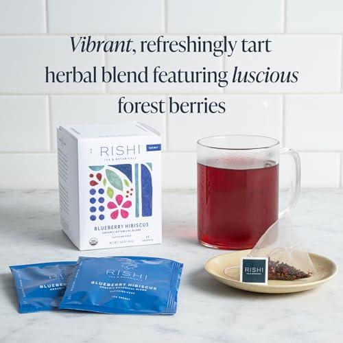 Rishi Tea Rishi Tea Blueberry Hibiscus & Elderberry Healer Herbal Tea - Organic Sachet Tea Bags, Caffeine Free Sleep Friendly Tea Bundle - 15 Count (Pack of 2)