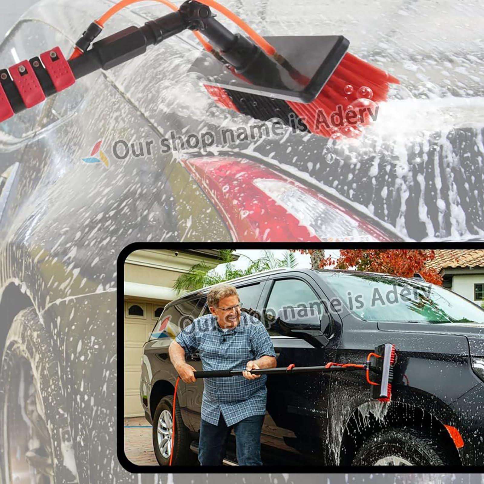 WWTSMYXGS 3.6-10.8 M Telescopic Brush, Water Fed Window Cleaning Pole, Soap Dispenser, Window Cleaning Pole, Water Fed Telescopic Brush, Window Roof Cleaning Equipment (55cm Brush,3.6M)