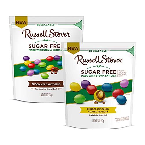 Russell Stover Chocolates Russell Stover Sugar Free Chocolate Candy Coated Peanut Gems, 7.5 Ounce Bag