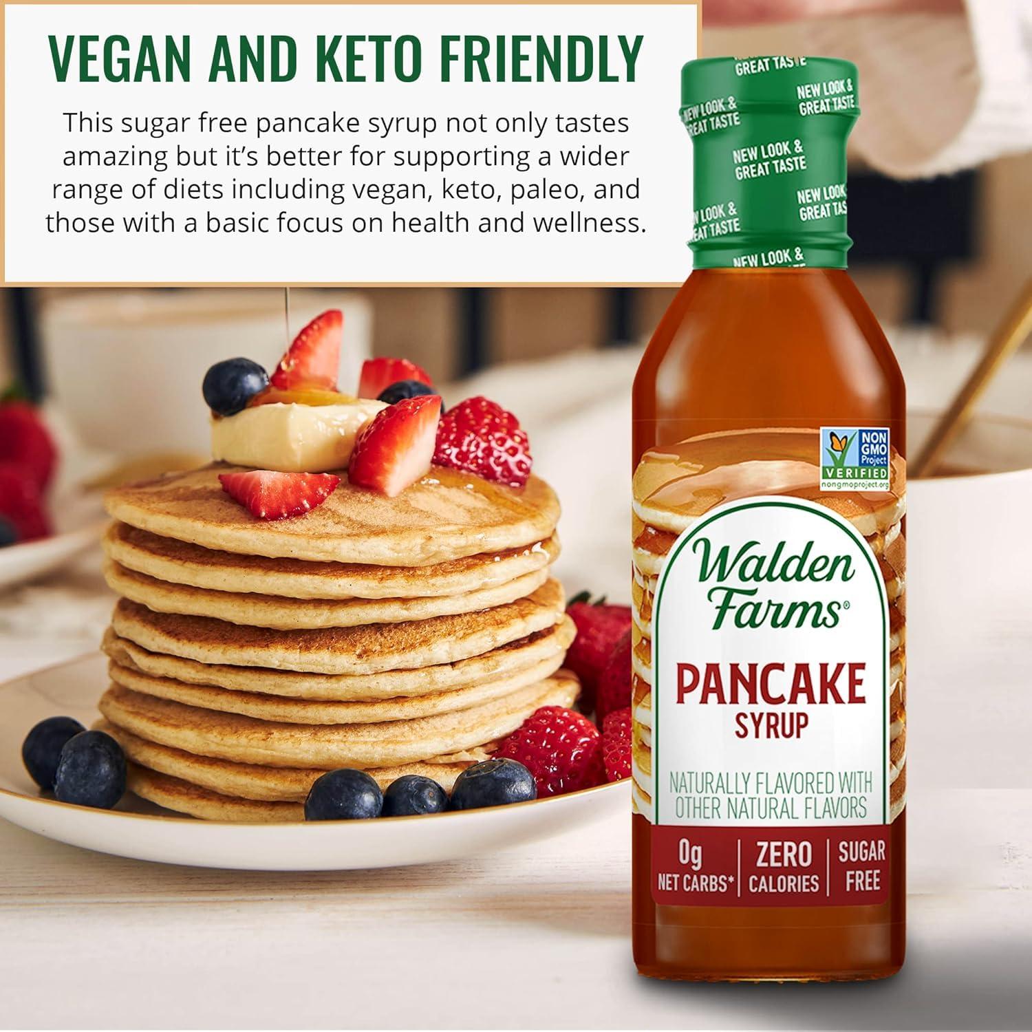 Walden Farms Walden Farms Pancake Syrup - Zero Calorie, Sugar-Free, Keto-Friendly, Low Carb, Gluten-Free, Vegan Maple Syrup Substitute for Pancakes, Waffles, French Toast, (12 oz Bottle x 2)