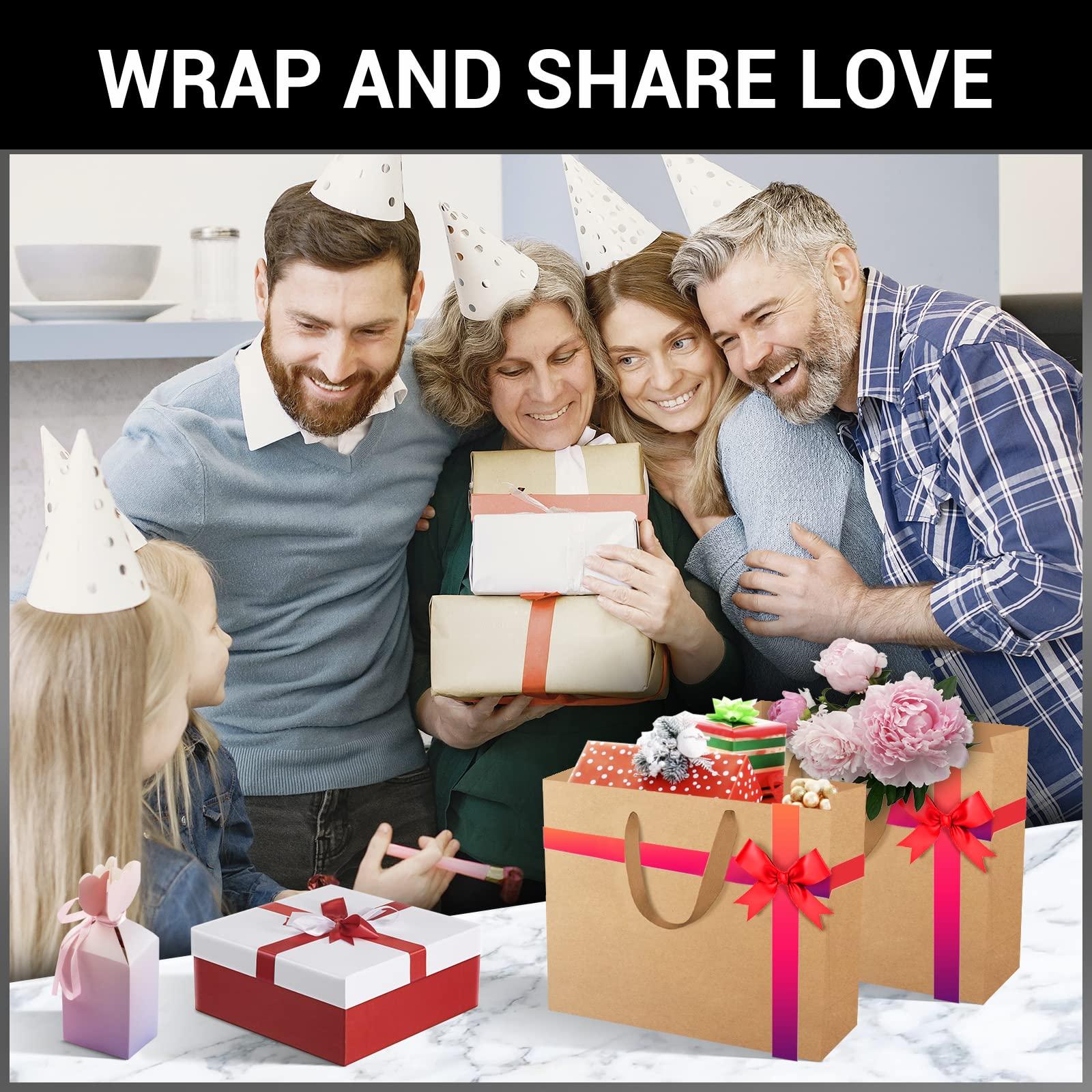 EUSOAR EUSOAR Kraft Shopping Bags, 50pcs 8.6" x3.9'' x7'' Portable Brown Kraft Paper Gift Bags with Ribbon Handles, Kraft Bags, Party Bags, Retail Handle Bags, Merchandise Bag, Wedding Party Bag