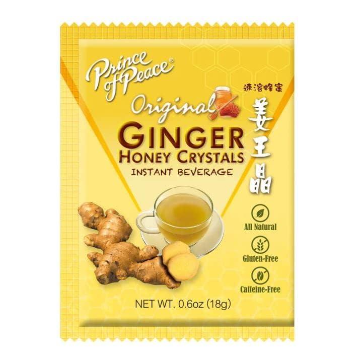 Prince Of Peace Prince of Peace Instant Natural Lemon Ginger Honey Crystals, 10 Sachets  Instant Hot or Cold Beverage for Nausea Relief and Soothes Throat  Easy to Brew Ginger and Honey Crystals