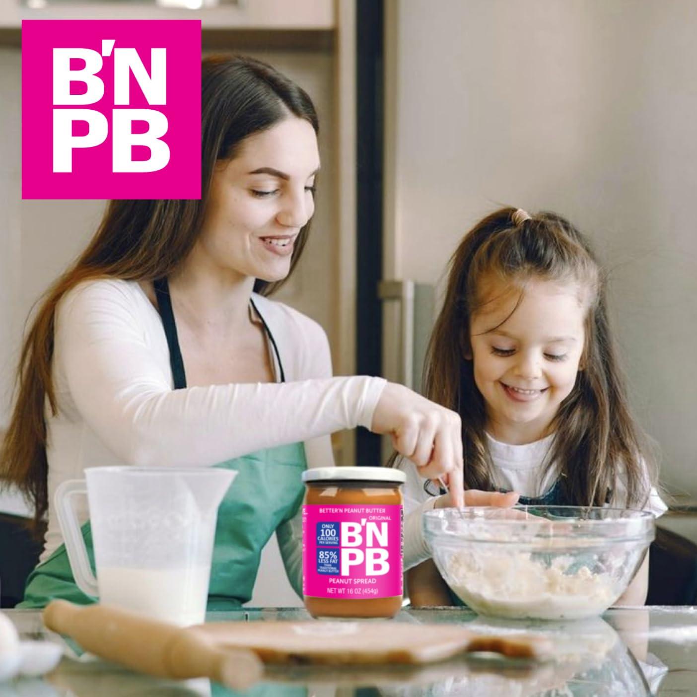 Better'n Peanut Butter Original Low Fat Peanut Butter Spread by Bettern Peanut Butter, Creamy Low-Calorie Peanut Spread with No Saturated Fat, Gluten Free, Dairy Free, Non GMO, Kosher, Pack of 2, 16 oz. Glass Jars