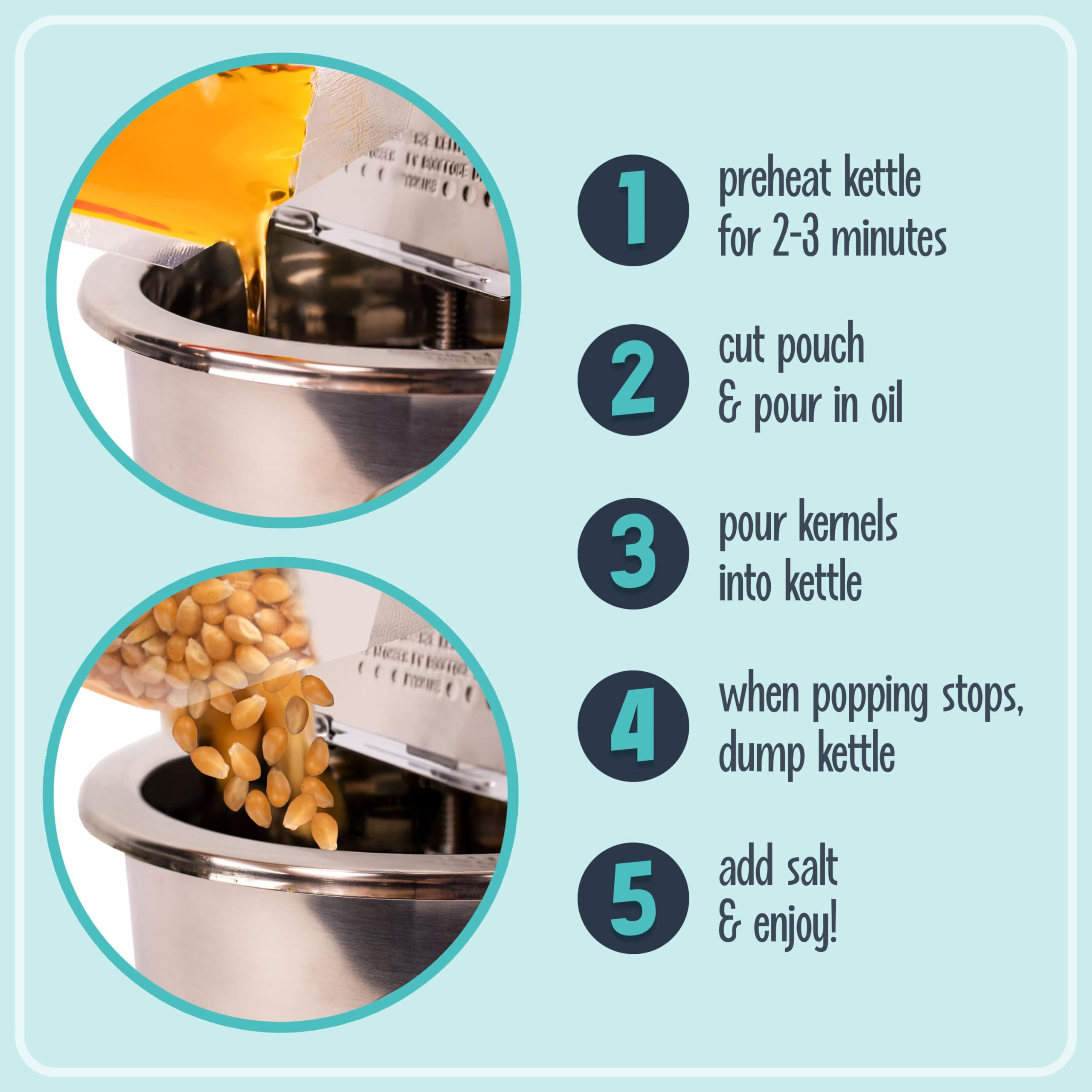 Nostalgia Nostalgia Movie Theater Style Popcorn Packets for Popcorn Machine, All-in-One Popcorn Kernels, Coconut Oil, Seasoning Salt, 8oz Packs, 24 count