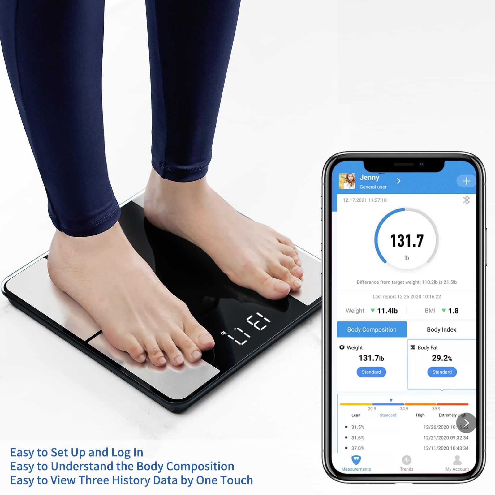 Vitafit Vitafit Smart Body Fat Weight Scale for Body Composition Monitors, Weighing Professional Since 2001,Digital Wireless Bathroom Scale for BMI Fat Water Muscle Sync App, 400lb, Black