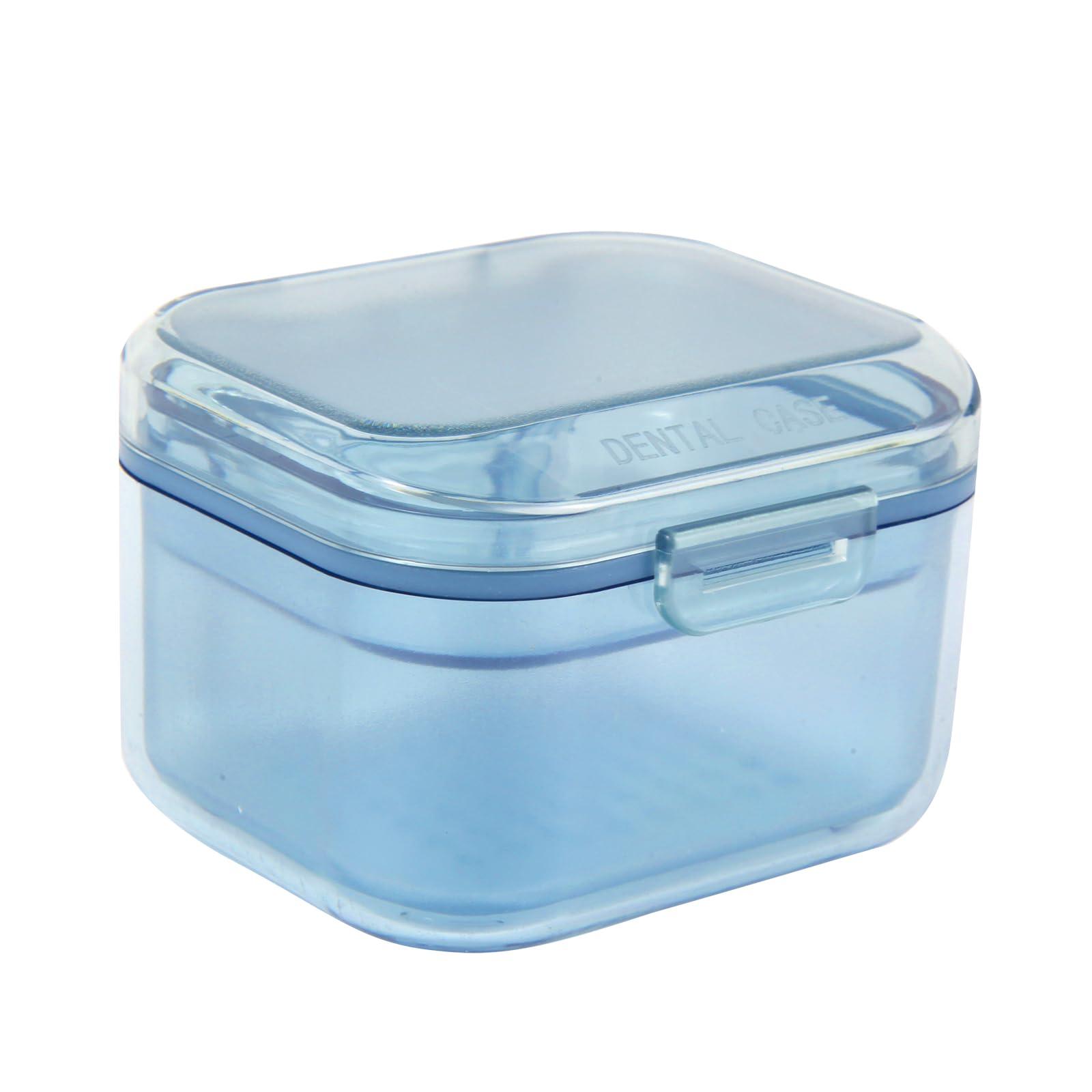 THSTOIC THSTOIC Denture Case & Cup - False Teeth Bath Holder, Travel Denture Cleaning Container for Soaking, Retainer, Partial, Mouth Guards (BLUE)