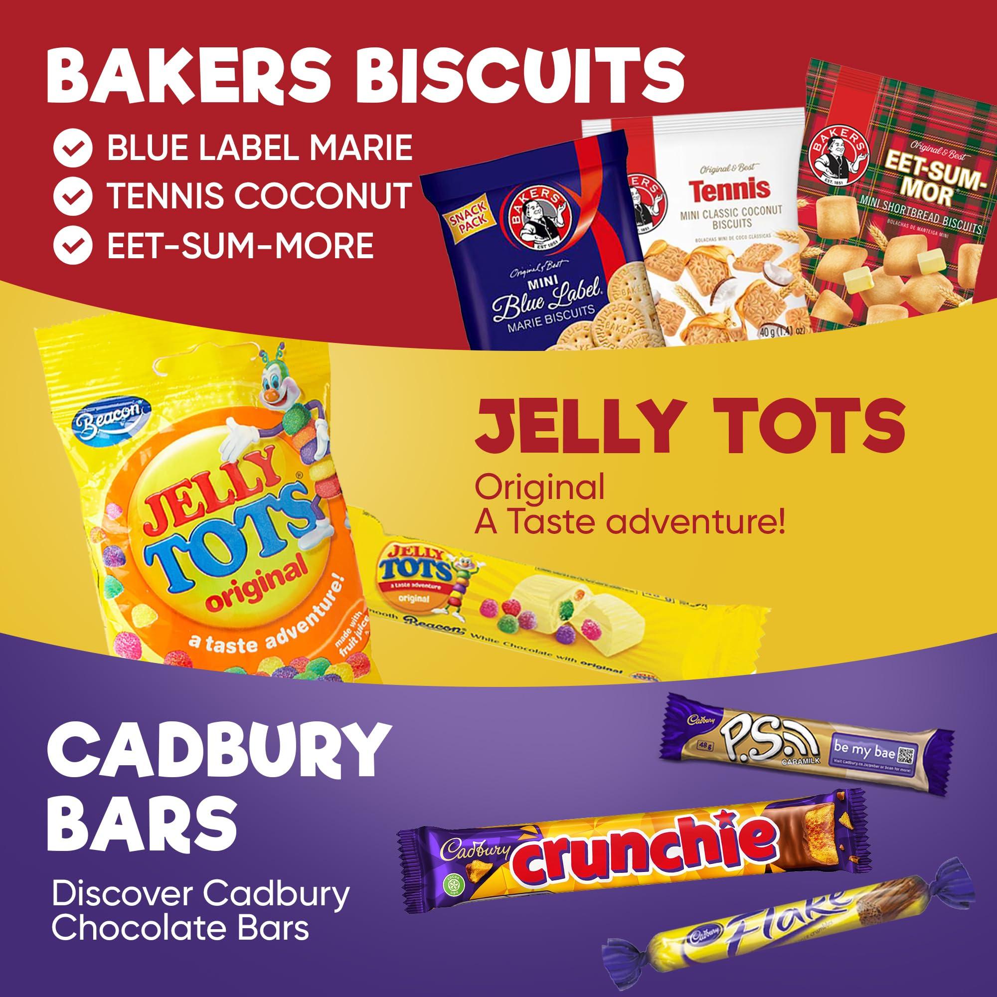 Happy Tucker Treats from Home South African Snacks Food Box | Authentic African Candies, Chocolate Bars, & Treats | Perfect Christmas Gifts Includes Ouma Rusks, Smarties, & More | Best South African Products Care Package for Gifting & Sharing - 36 Units