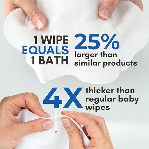 Nurture Valley Nurture Rinse Free Bathing Wipes for Adults w/Aloe | Waterless Cleansing for sensitive skin | Disposable Adult Body Bath Wet Wipe for Disabled Bedridden | 64 wipes