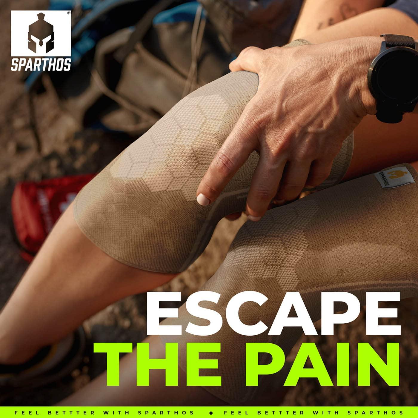 Sparthos Sparthos Knee Compression Sleeves by (Pair) - Support for Sports, Running, Joint Pain Relief - Knee Brace for Men and Women Walking Cycling Football Tennis Basketball Hiking Workout Jogging (Beige-S)