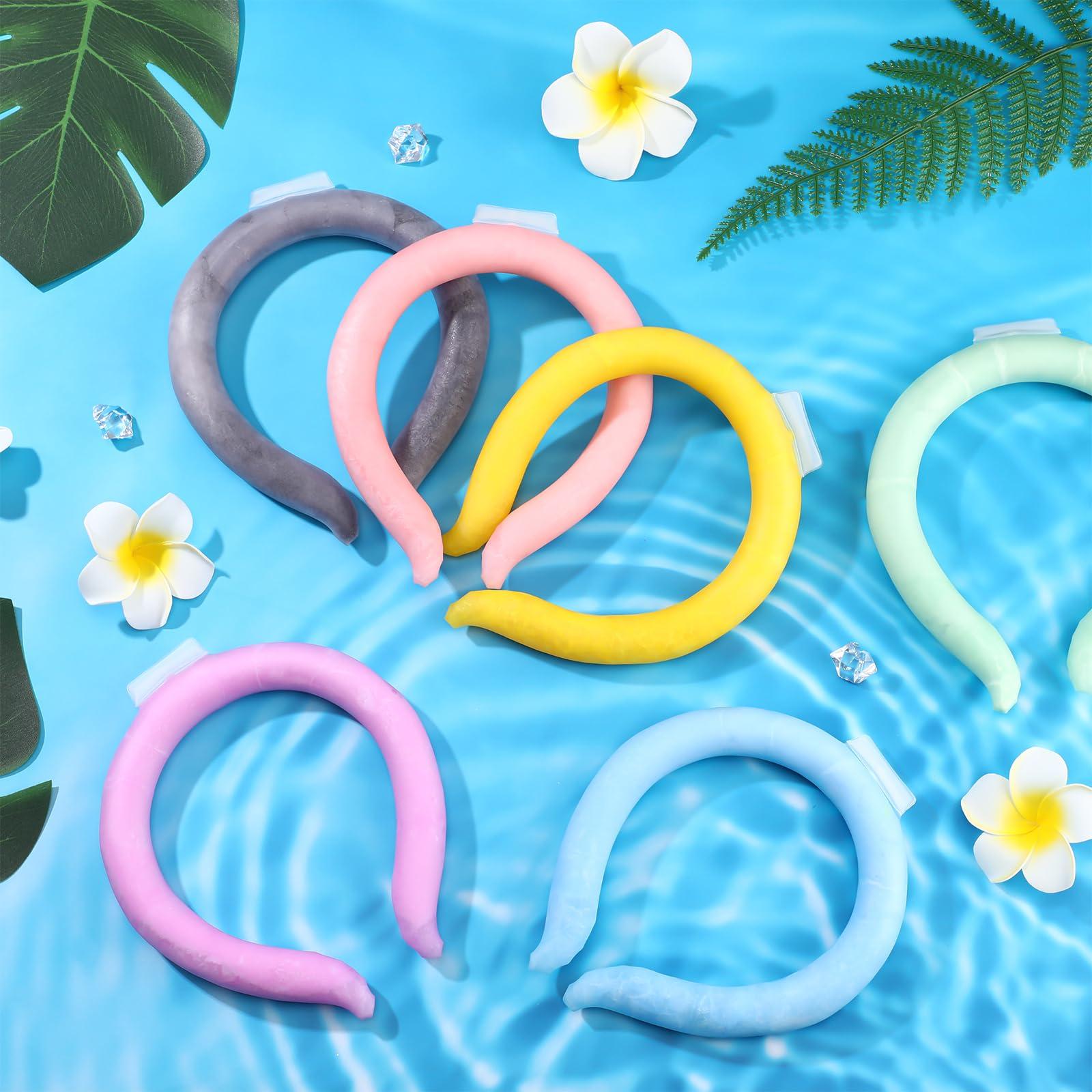 SiliFine SiliFine 12 Pcs Cooling Neck Wraps Reusable Ice Neck Cooler Wearable Ice Packs Tube Ice Collar Ring Hands- Free Gel, Freeze Below 78 Fahrenheit for Hot Weather Summer Outdoor Heat Dissipation