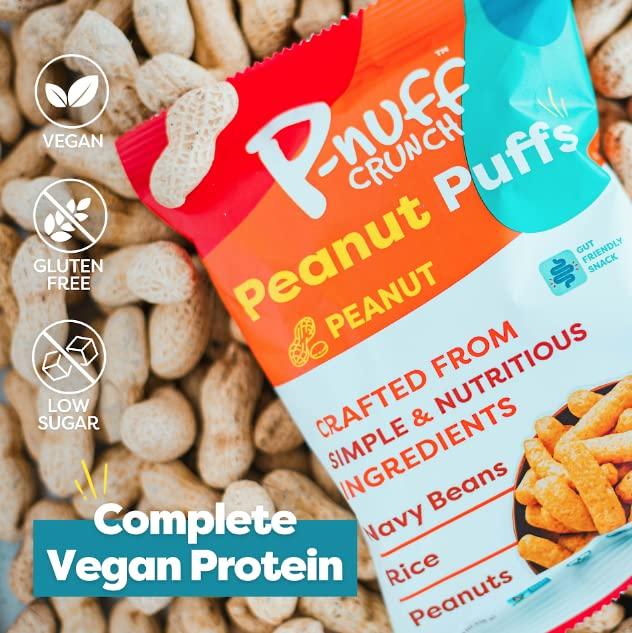 P-Nuff Pnuff Crunch Peanut Butter Puffs - Healthy Snacks, Low Calorie Snacks, Gluten Free Snacks, Vegan, High Protein, Keto, Office Snacks, Low Sugar, as Seen on Shark Tank - Original, 1 Oz Bag (Pack of 12)