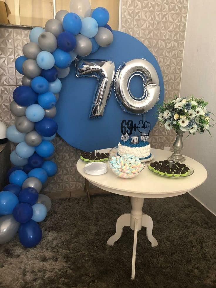 TzTwodcaz Happy 70th Birthday Cake Topper - 69+1 Middle Finger Cake Topper - Funny Seventy Years Old Birthday Party Supplies