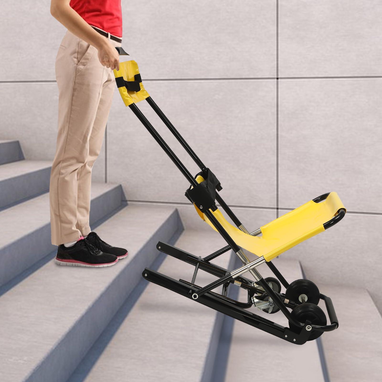 SanBouSi Manual Lift Stair Chair, Transfer Stair Chair Lift Portable Evacuation Chair Wheelchair for Seniors for One-Person Operation of Daily Transfers, Folding Stair Chair - Lifts Up to 350 lbs