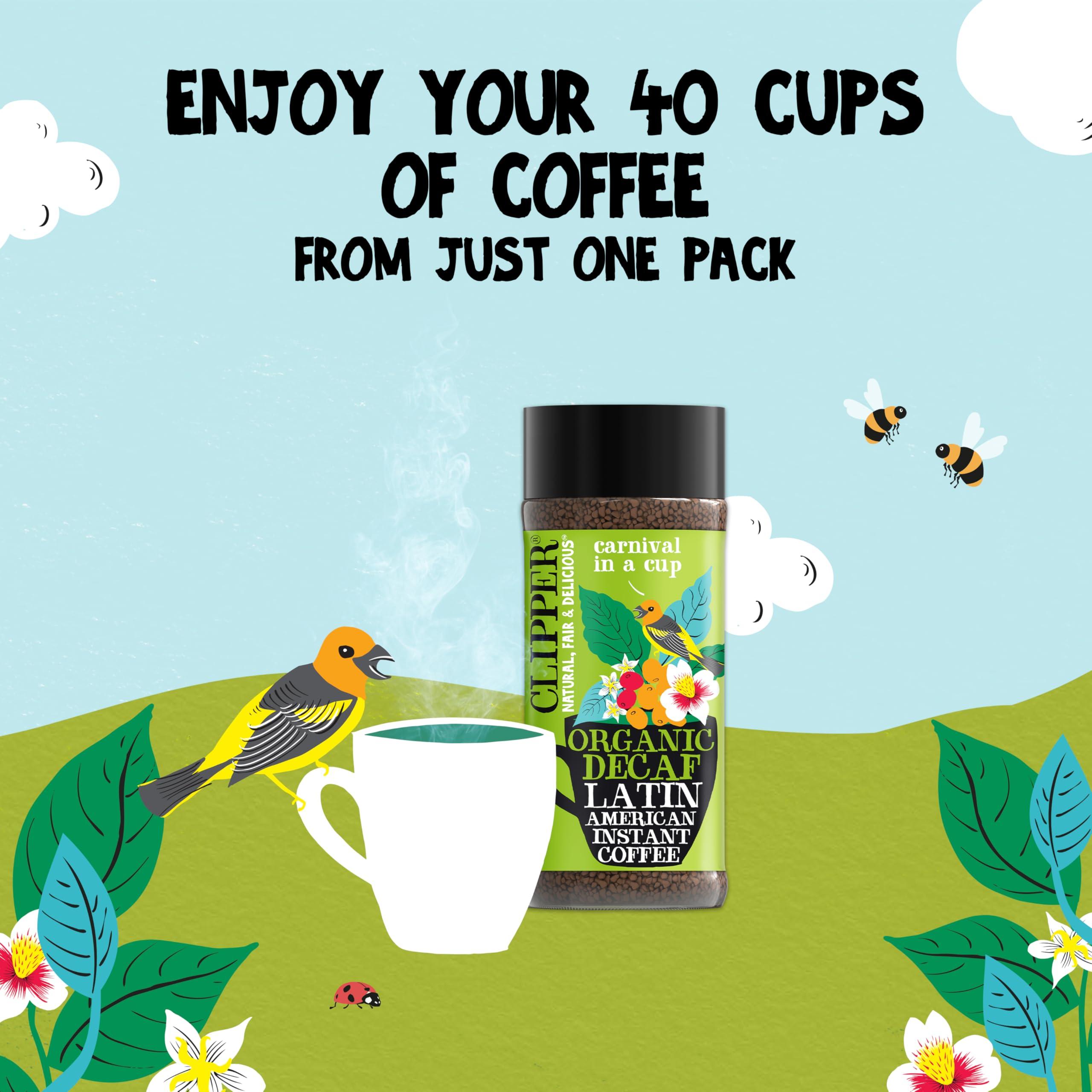 Clipper Natural, Fair & Delicious Clipper Coffee: Organic Latin American Decaf Instant Coffee Medium Roast Coffee, Freeze Dried & Ethically Sourced 100g (3.53oz)