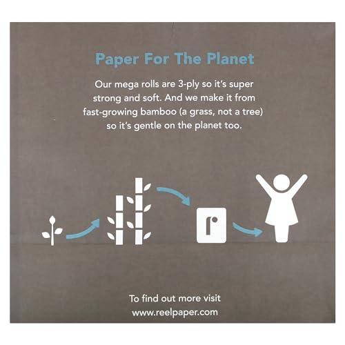 Reel Paper Reel Paper Premium Tree-Free Toilet Paper, 100% Bamboo, 3 Ply, 4 Count (Pack of 6)