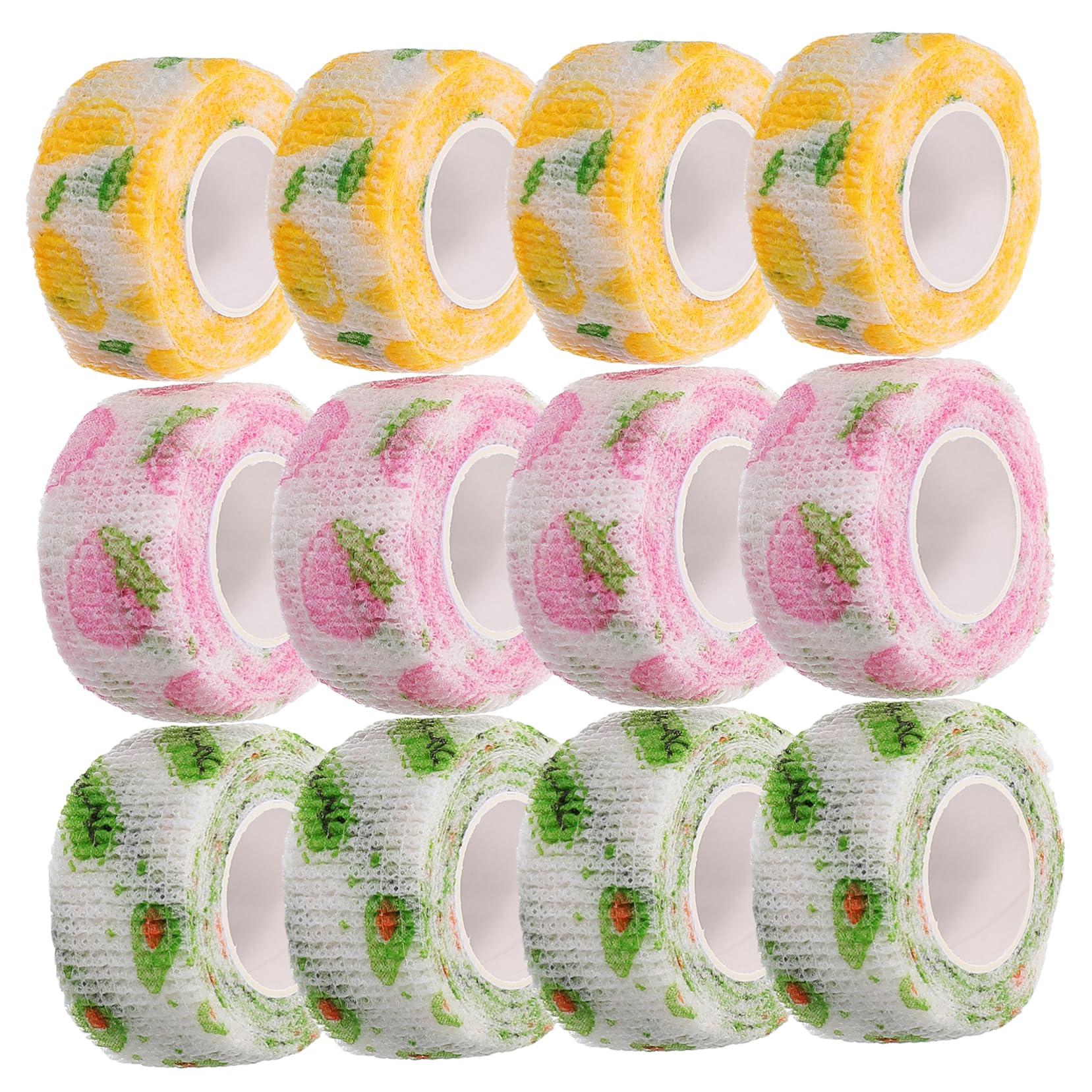 HONMEET HONMEET 12 Pack Self Adhesive Bandage Wrap Elastic Finger Bandage Tape Non-Woven Fabric Sports Wrap for Protection
