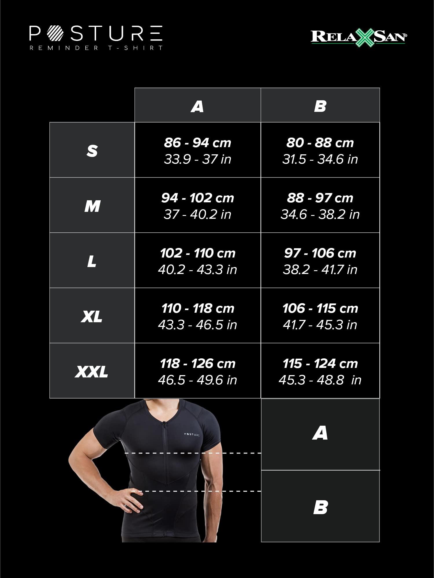 RELAXSAN Relaxsan Posture 4070-RP (Black M) T Shirt, Back Straightener Posture Corrector for Man, Lumbar Support, Breathable