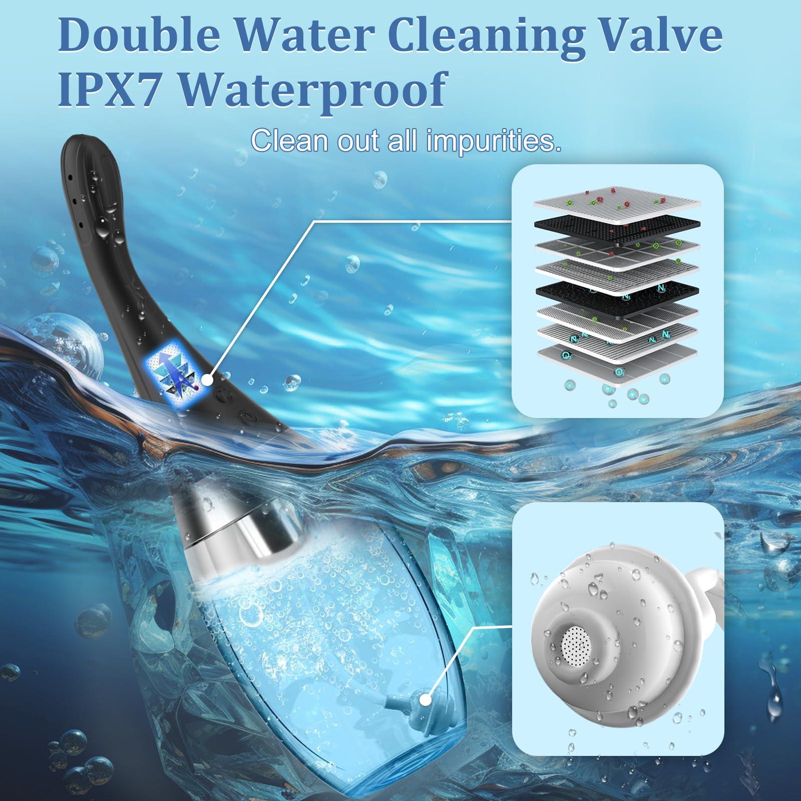 MIXIUALL Enema Anal Douche Anti Back-Flow Cleaner for Men Women - 360 Rotating Automatic Electric Silicone Enema Bulbs Douche with Remote Control 7 Spouts Butt Anal Travel Bottle Cleaner Kit