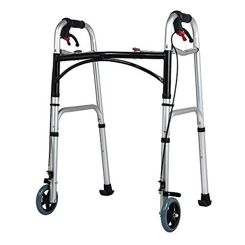 Bseack Bseack Rollator Walker Folding Travel Walker for Seniorswith Wheels Compact Walker Adjustable Hight with Handbrake Aluminum Walking Frame (Color : Standard)