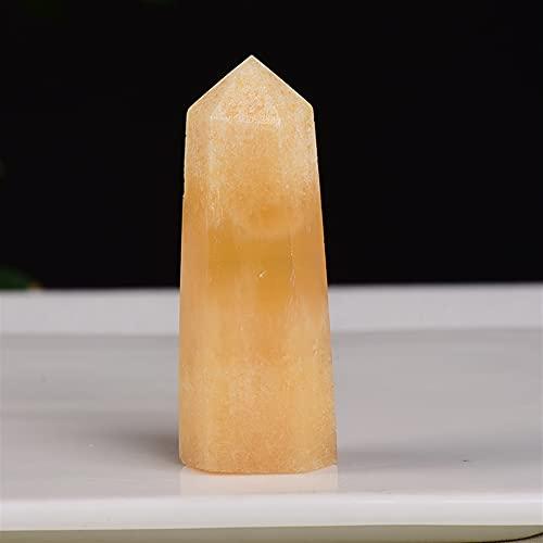 DOUPE Natural Crystal Point Orange Yellow Jade Healing Obelisk Quartz Wand Ornament for Home Decor Reiki Energy Ore Mineral Craft Gift for Meditation (Color : Random delivery, Size : 71-80 mm)