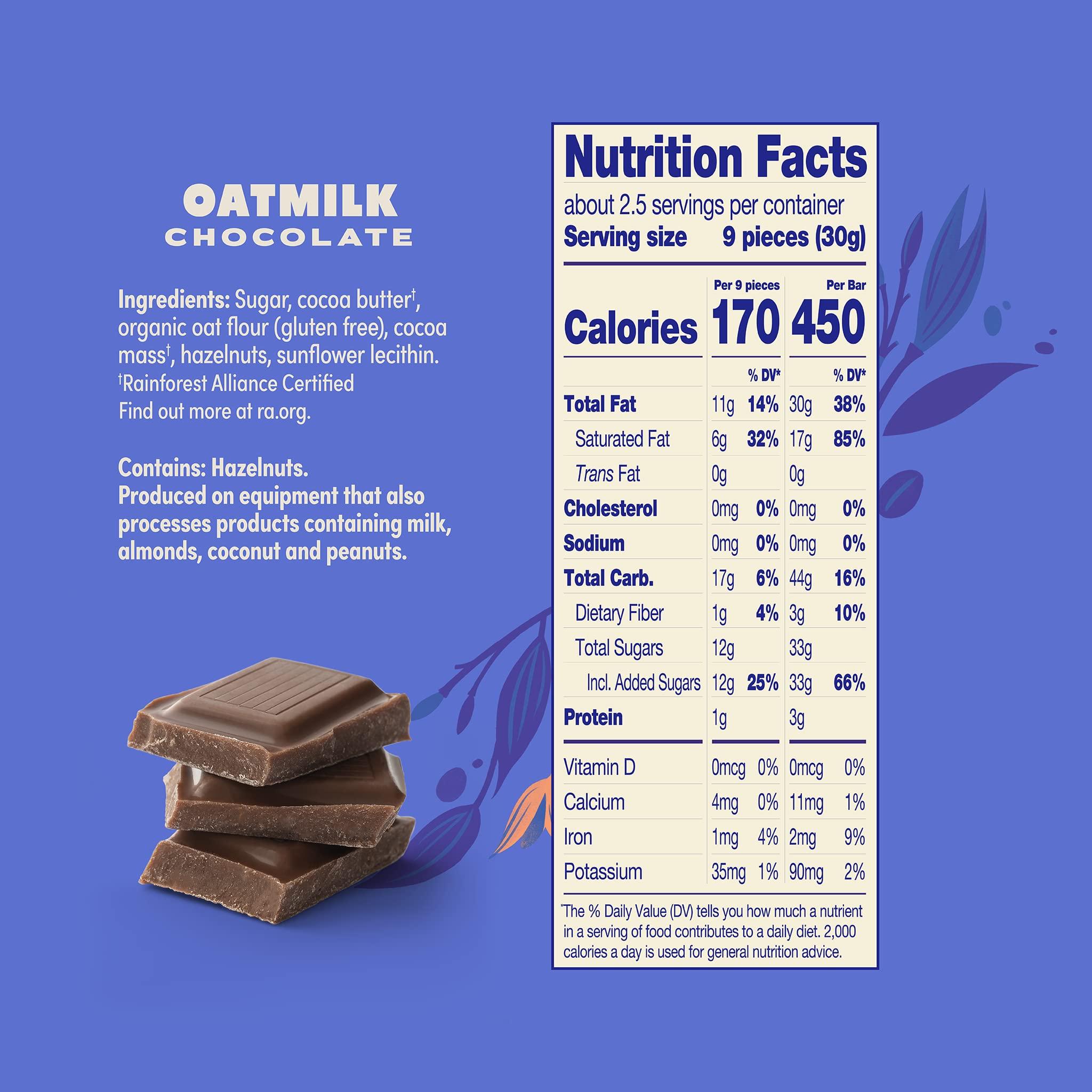 LOVO LOVO Oatmilk Chocolate Bar, 100% Plant-Based Dairy-Alternative Milk Chocolate, Creamy and Delectable Vegan Milk Chocolate Made With Oatmilk, Gluten-Free, Swiss-made, RFA Certified, 2.82 oz (Pack of 4)