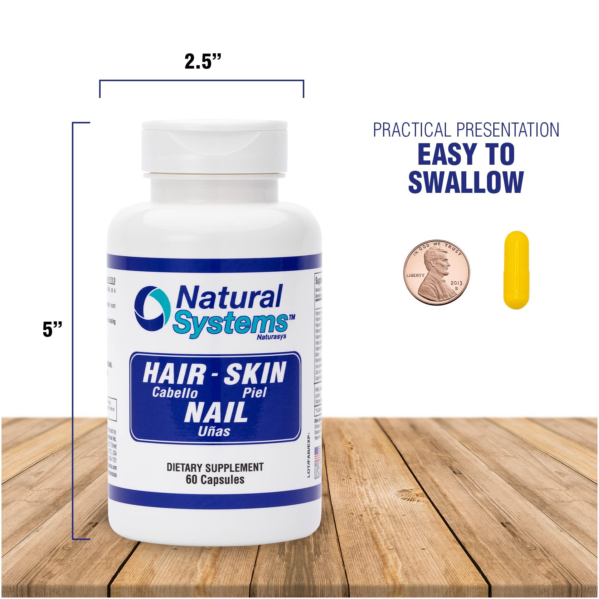 Natural Systems Naturasys Hair Skin and Nails Vitamins Supplement 60 Capsule by Natural Systems - Strong Nails and Hair Growth Vitamins for Women and Men - Natural Biotin Hair Skin and Nails Vitamin - Skin Protection Vitamins