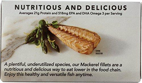 Wild Planet Wild Planet Skinless Boneless Mackerel Fillets in Organic Extra Virgin Olive Oil, Tinned Fish, Sustainably Caught, Non-GMO, Kosher, Gluten Free, Keto and Paleo, 4.4 Ounce Single Unit
