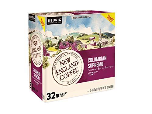 New England Coffee New England Coffee Colombian Supremo Medium Roast Single Serve Pods, 32ct Box (Pack of 1)