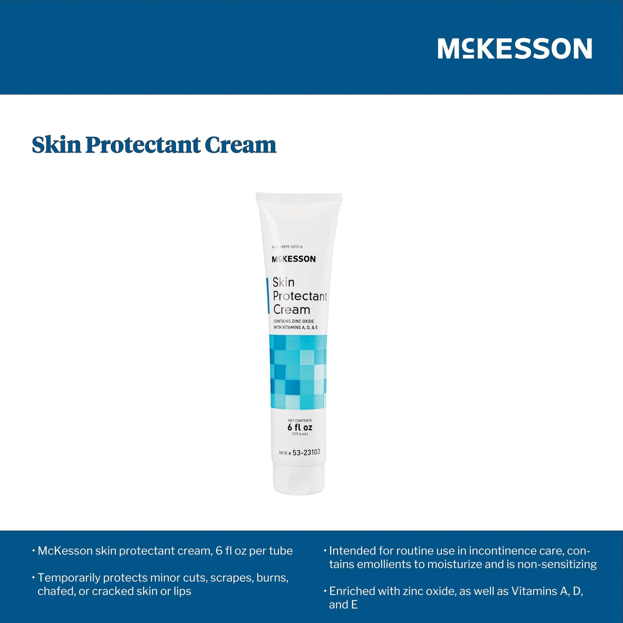 McKesson McKesson Vitamin A & D Skin Protectant Cream with Zinc Oxide - Incontinence Barrier Cream, Diaper Rash, Healing Dry and Cracked Skin - 6 oz, 24 Count