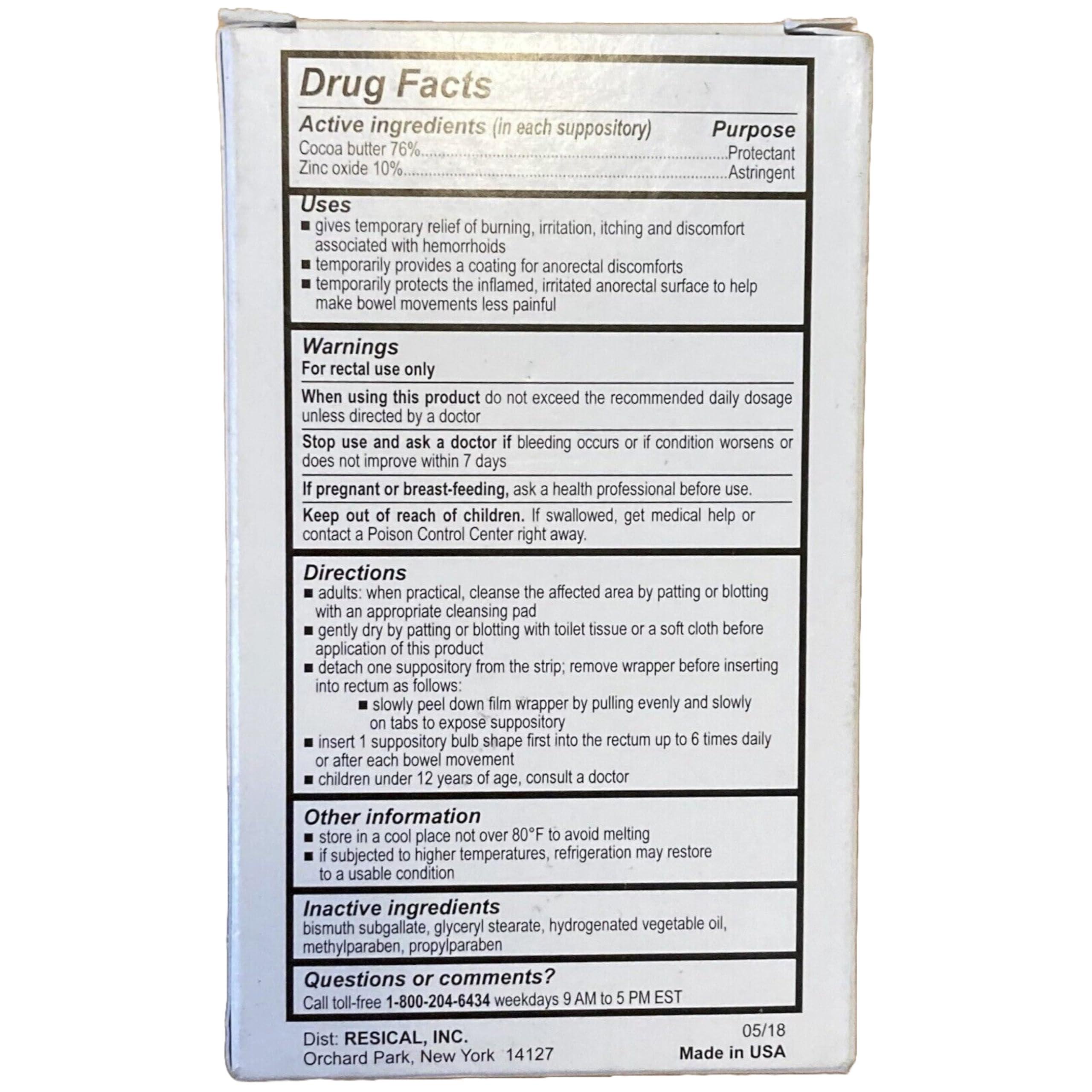 Calmol 4 Calmol 4 Hemorrhoidal Suppositories 24 Each (Pack of 5)