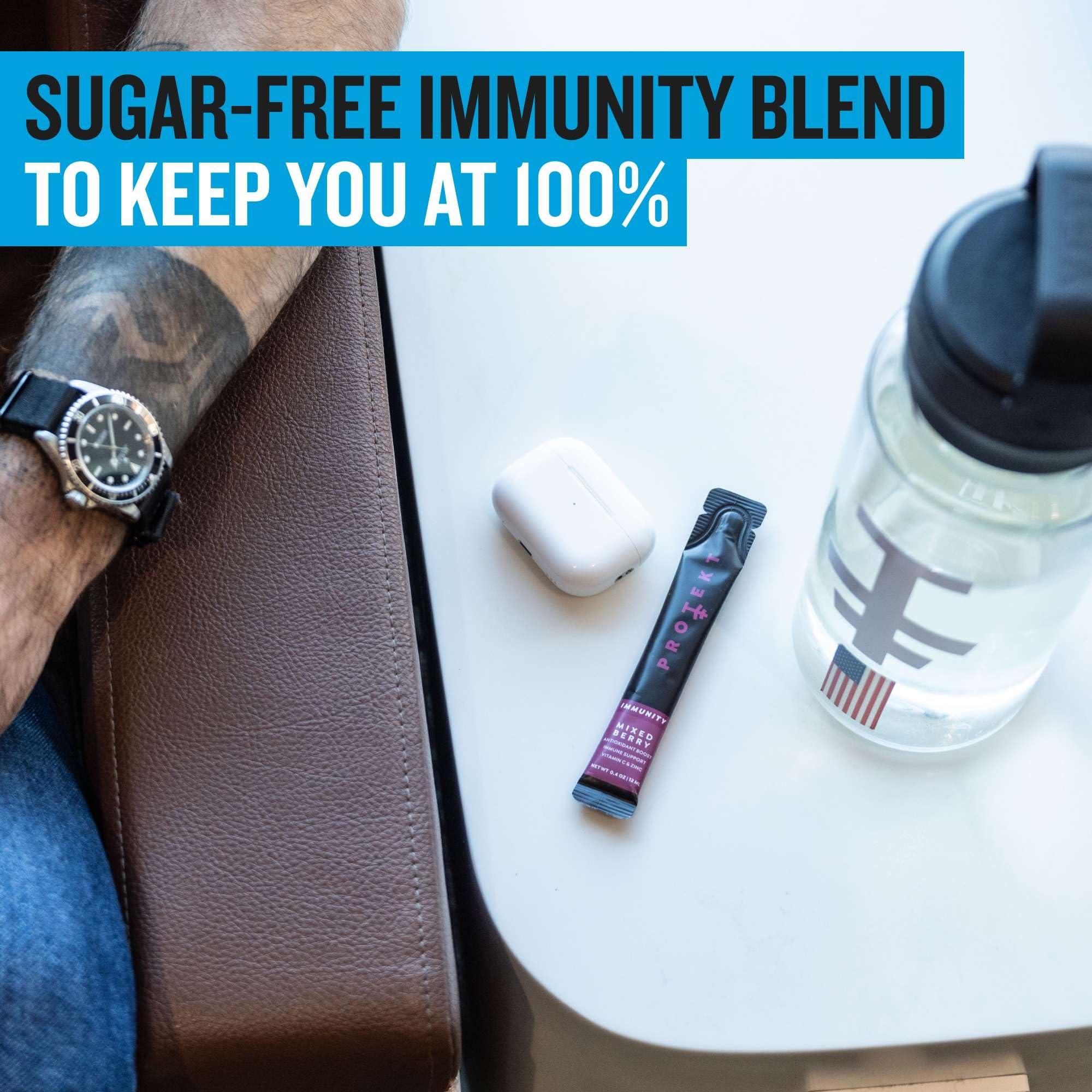 Protekt PROTEKT Liquid Immune Support Supplement - Liquid Drink Mix, Immunity Supplement, Immune Boosters for Adults, Sugar-Free with Vitamin C and Zinc Immunity Support - Mixed Berry 10ct