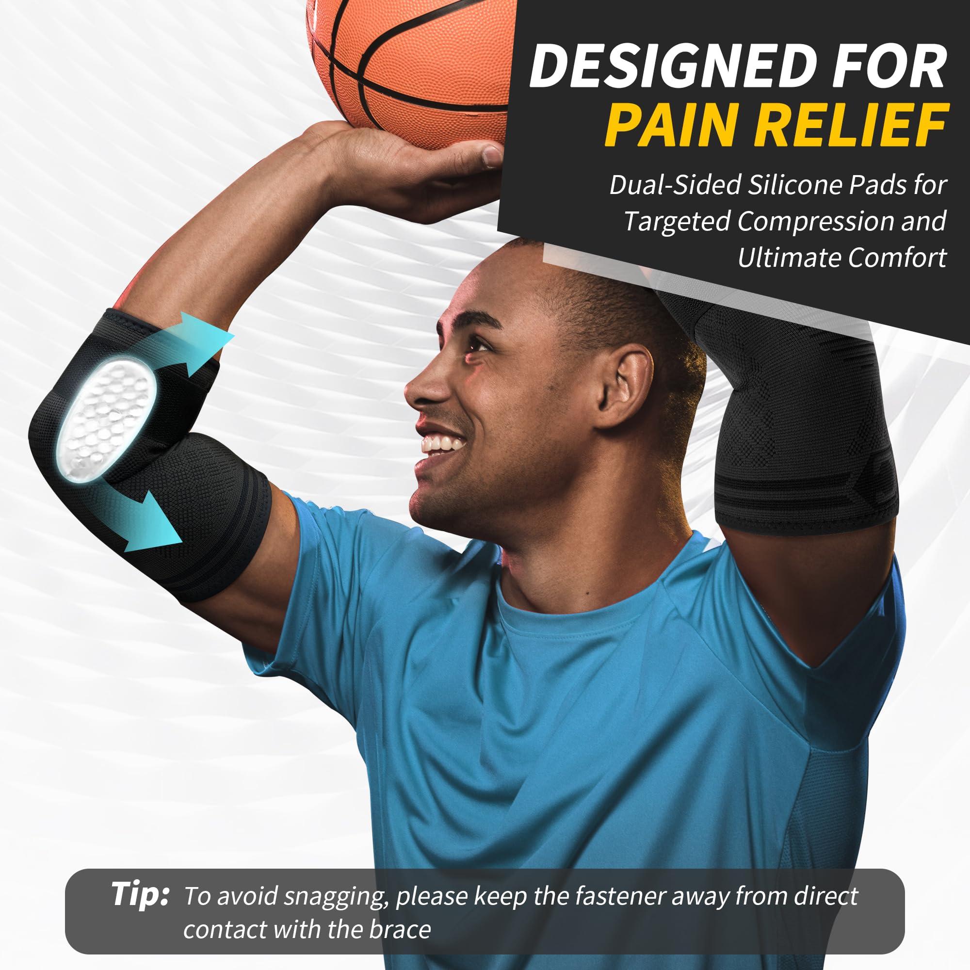 CAMBIVO CAMBIVO 1 Pair Elbow Compression Sleeve with Removable Strap & Gel Pad for Men Women, Elbow Brace for Tendonitis and Tennis Elbow, Golfers Elbow Brace for Weightlifting, Arthritis, Workout, Joint Pain
