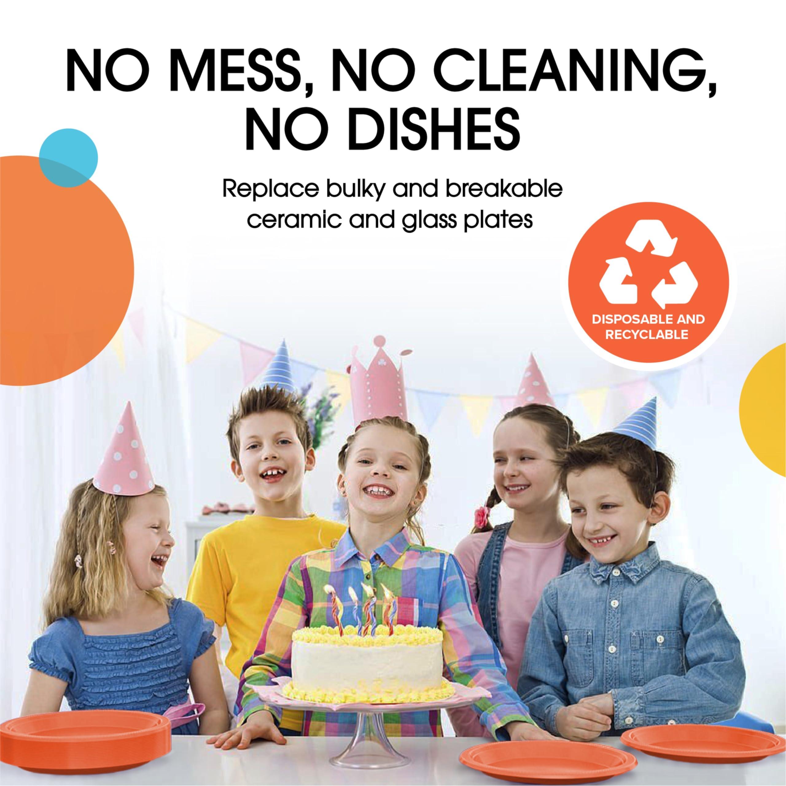 Exquisite Exquisite Orange Plastic Plates Disposable 10\" Orange Plastic Dinner Plates 50 Pcs Orange Disposable Plates Plastic Plates For Party Plates Disposable Heavy Duty 350 GSM Orange Plates For Party